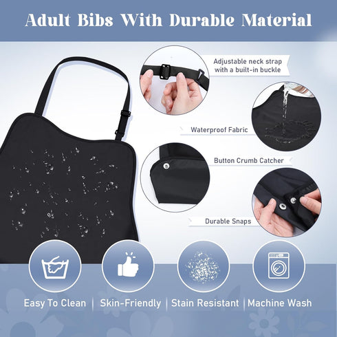 Twistover 12 Pack Adult Bibs for Men Women Senior Elderly Waterproof Washable Large Eating Bib Clothing Protector