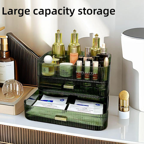 Stackable Makeup Organizer with Drawers, Skincare Cosmetic Storage for Bathroom, Vanity, Desk Countertop