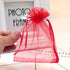 100 Pc 5x7 inch Red Gift Wrap Bags, Organza Sheer Fabric Drawstring Treat Bags for Baby Shower, House Party Favors