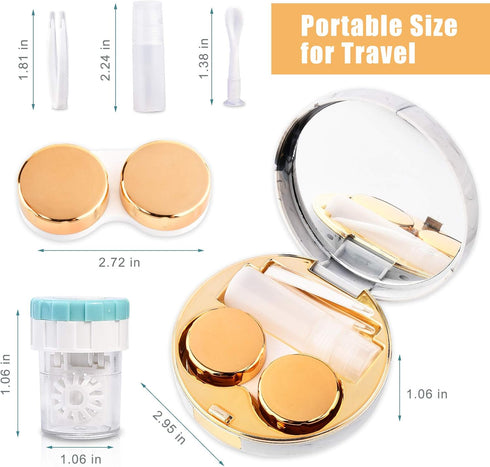 Contact Lens Travel Kit with Cleaner Washer, Portable Box with Mirror Tweezers Remover Tool for Daily Outdoor Use
