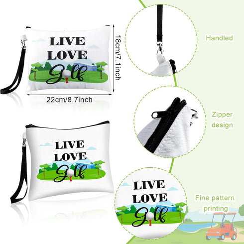 Skylety 9 Pieces Golf Gift Cosmetic Bags - Golf Makeup Pouch Organizer Case for Golfer Team Ladies