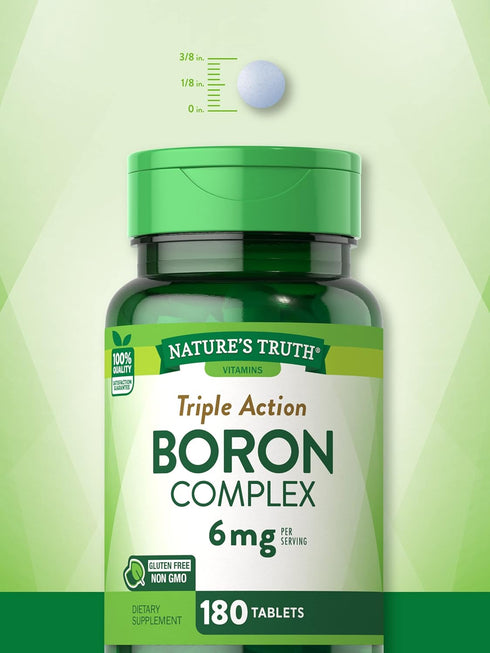 Nature's Truth Triple Action Boron Complex, 6mg, 180 Count, Non-GMO & Gluten Free Mineral Support