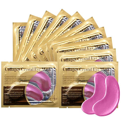 Pink Collagen Eye Mask, 30 Pairs Crystal Gold Under Eye Patches for Puffy Eyes and Dark Circles (Pink)