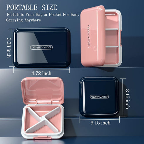 DUBSTAR Waterproof Travel Pill Organizer, Small Pill Box with 4+6 Compartments, Portable Medicine Holder, Black