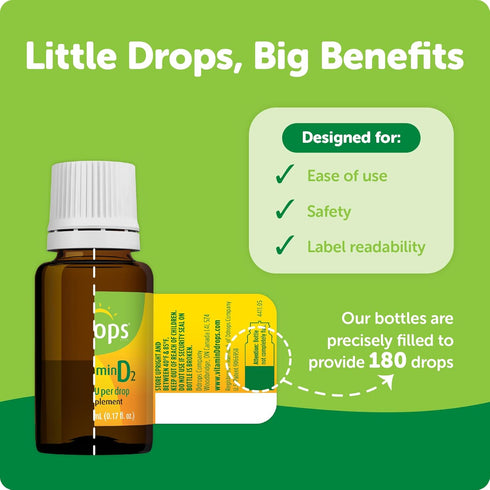 Ddrops Vegan 1000 IU 180 Drops - Daily Vitamin D Liquid - Supports Bone Health & Immune System