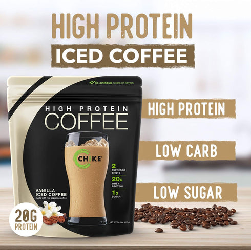 Chike Vanilla High Protein Iced Coffee - 20g Protein, 2 Shots Espresso, Keto Friendly, 14 Servings