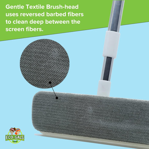 Screen-Be-Clean All Purpose Cleaner Brush, Duster, Window Squeegee Tool Kit for Wet and Dry Use on Glass and Screens.