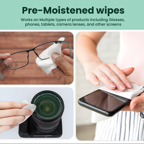 Packets (400 Count) Pre Moistened Lens Wipes for Eyeglasses Eyeglass Cleaning Wipes, Eye Glass Cleaner Wipe, Eye Glass