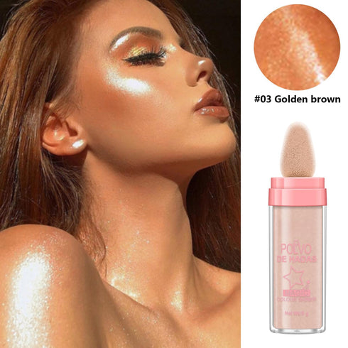 URQT 4 Color Polvo De Hadas Fairy Dust Highlight Patting Powder, Full Body Contouring and Clavicle Pearlescent Powder