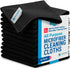12" x 12" Pro Multi-Surface Microfiber Cleaning Cloths | Black - 12 Pack | Premium Towels for Glass and Kitchens