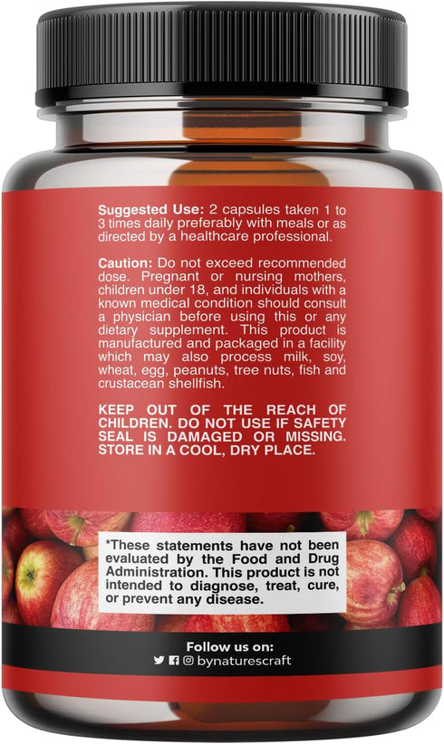 Slimming 180 Count Cleansing Apple Cider Vinegar Capsules - ACV Deep Cleanse and Detox Pills for Gut and Digestive