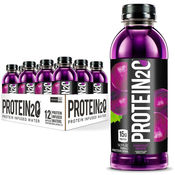 Protein2o 15g Whey Protein Isolate Infused Water, Sugar Free, Harvest Grape, 16.9 oz Bottle (Pack of 12)