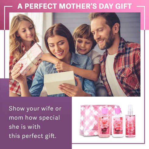 Bath & Body Care Travel Set - Home Spa Set with Body Lotion, Shower Gel, and Fragrance Mist (Japanese Cherry Blossom)