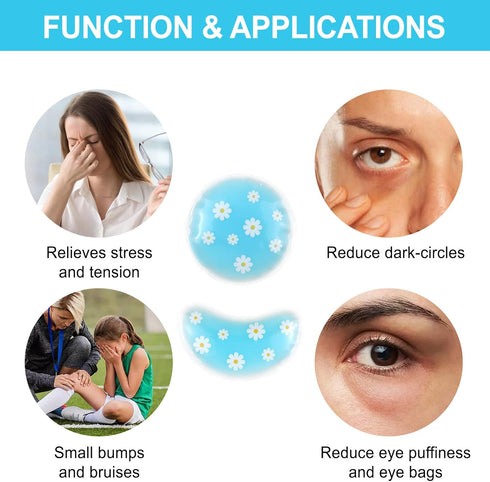 Gel Ice Pack Reusable Cooling Eye Pads and Under Patches, Hot Cold Treatment for Redness and Pain Relief