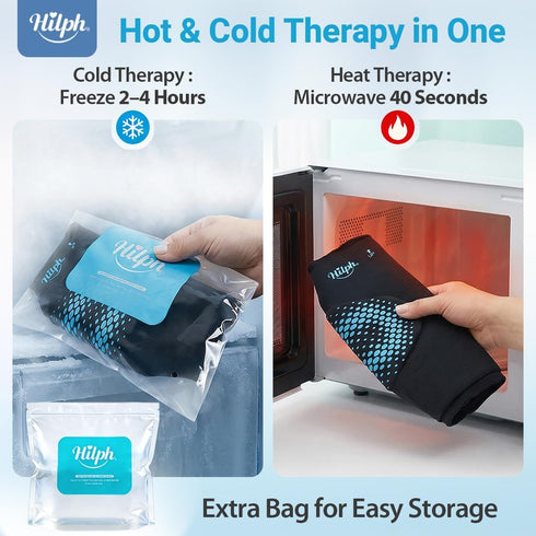 Pack Hilph Ankle Heel Ice Wrap for Plantar Fasciitis with Massage Ball, FSA Eligible Thickened Gel Cold Therapy Sleeve