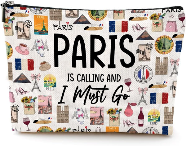 Paris Makeup Bag, Cosmetic Bag for Women, Travel Souvenir Gift for Paris Lovers, Friendship Gifts for Sister, Daughter