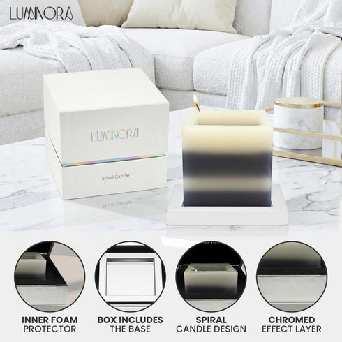 INTERGAZE Square Spiral Light Candle - Unique Spiral Wick Candle Innovative Hollow Design - Decorative Candles for Home