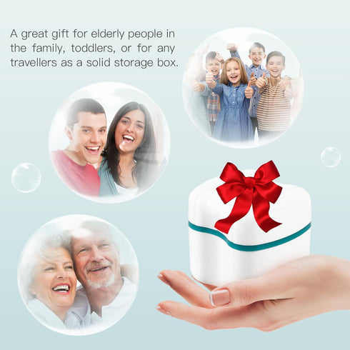 Annhua Retainer Cleaning Case - Large Partial Denture Case with Strainer, ABS Travel Cups for Soaking Dentures