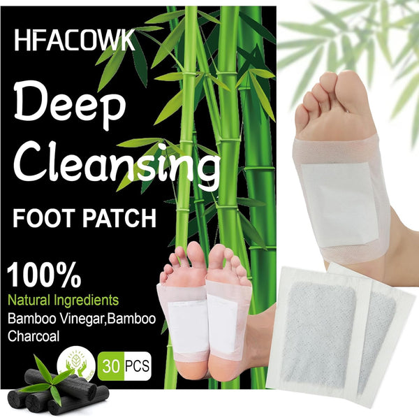 HFACOWK 30 PCS Foot Pads, Deep Cleansing Foot Patches with Bamboo Vinegar &
