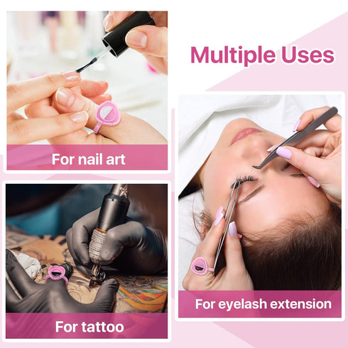 Pretty Memory Glue Rings for Eyelash Extensions, 100PCS Blooming Lash Glue Holder, Pink Volume Fanning Cup