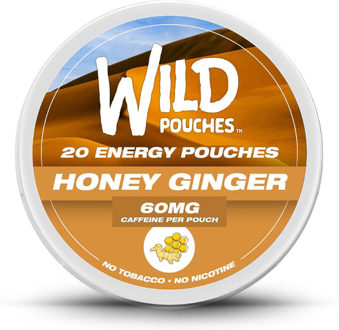 Wild Pouches Wild Single 60mg Caffeine Pouches Nicotine Free Honey Ginger - 20 x