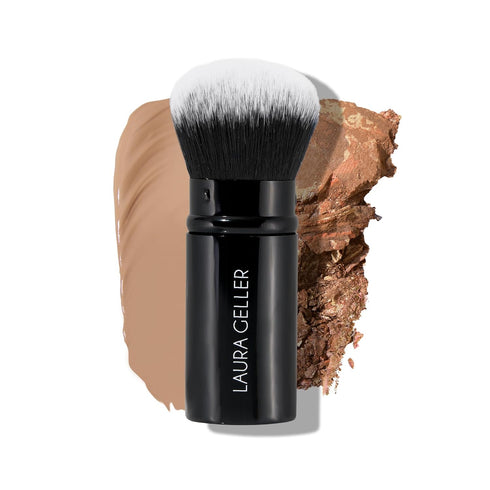 LAURA GELLER NEW YORK Retractable Airbrush Kabuki Brush for Liquid, Cream & Powder Face Makeup with Aluminum Handle