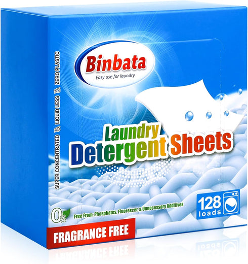 Laundry Detergent Sheets, Up To 128 Loads, Hypoallergenic, Eco-Friendly, Unscented, Biodegradable Plastic Free