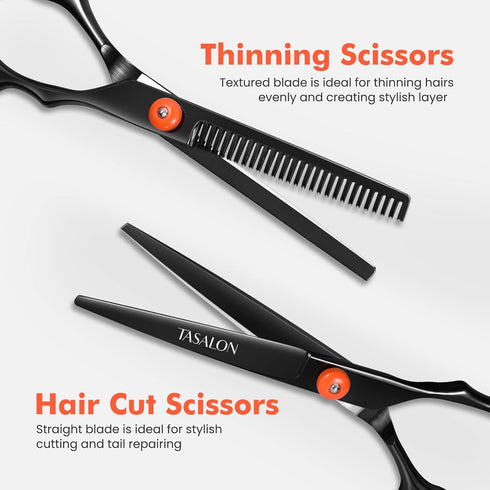 TASALON Hair Cutting Scissors Kit, All-in-1 Set with Professional Hair Shears, Thinning Scissor, Comb, Leather Bag