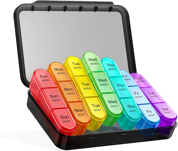 ASprink Weekly Pill Organizer, 3 Times a Day Medicine Case, Daily Pill Box 7 Day Organizer for Vitamins & Medication