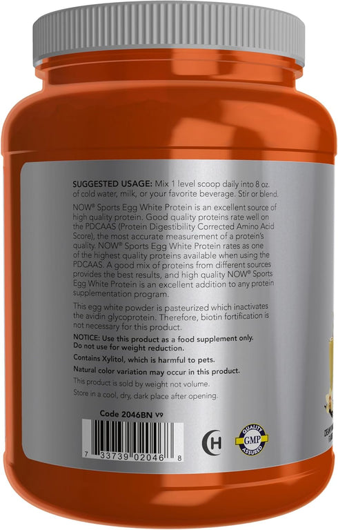 NOW Sports Nutrition Egg White Protein, 20 G with BCAAs, Creamy Vanilla Powder, 1.5-Pound