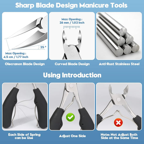 Modacraft 8 PCS Podiatrist Toenail Clippers, Professional Heavy Duty Ingrown & Thick Nail Clippers Kit