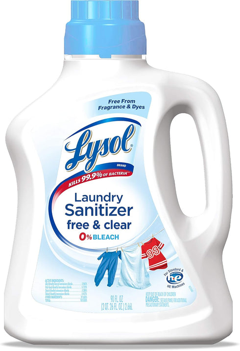 Lysol Laundry Sanitizer Additive, Free & Clear, Unscented, 90 Fl Oz (Pack of 1)