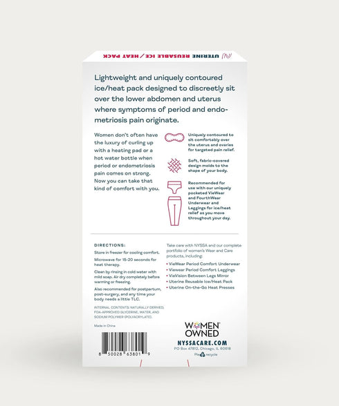 Nyssa Uterine Ice/Heat Gel Pack for Periods Cramp Relief and C-Section Recovery, FSA/HSA Eligible