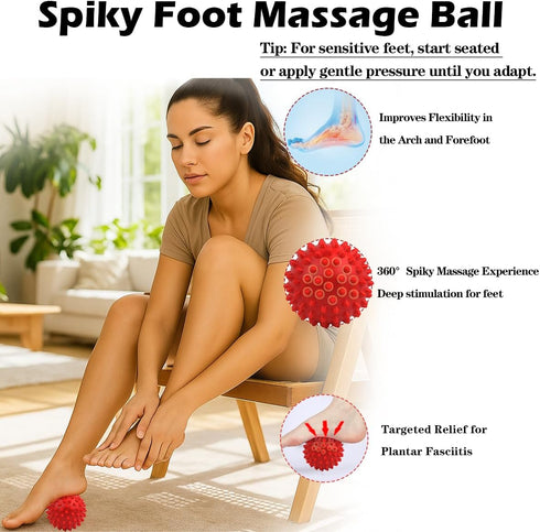 Set: Set Physical Massage Therapy Ball Lacrosse & Spiky Ball for Myofascial Release, Plantar Fasciitis, Stress Relief