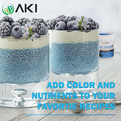 AKI Blue Spirulina Powder Pack, 1 Oz, Loaded with Antioxidants, Vegan Food Coloring for Smoothies and Pastries