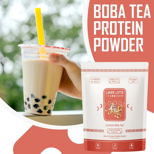 Classic Milk Tea Boba Protein Powder - Whey Protein Isolate - 26g Grass Fed Protein - No Added Sugar