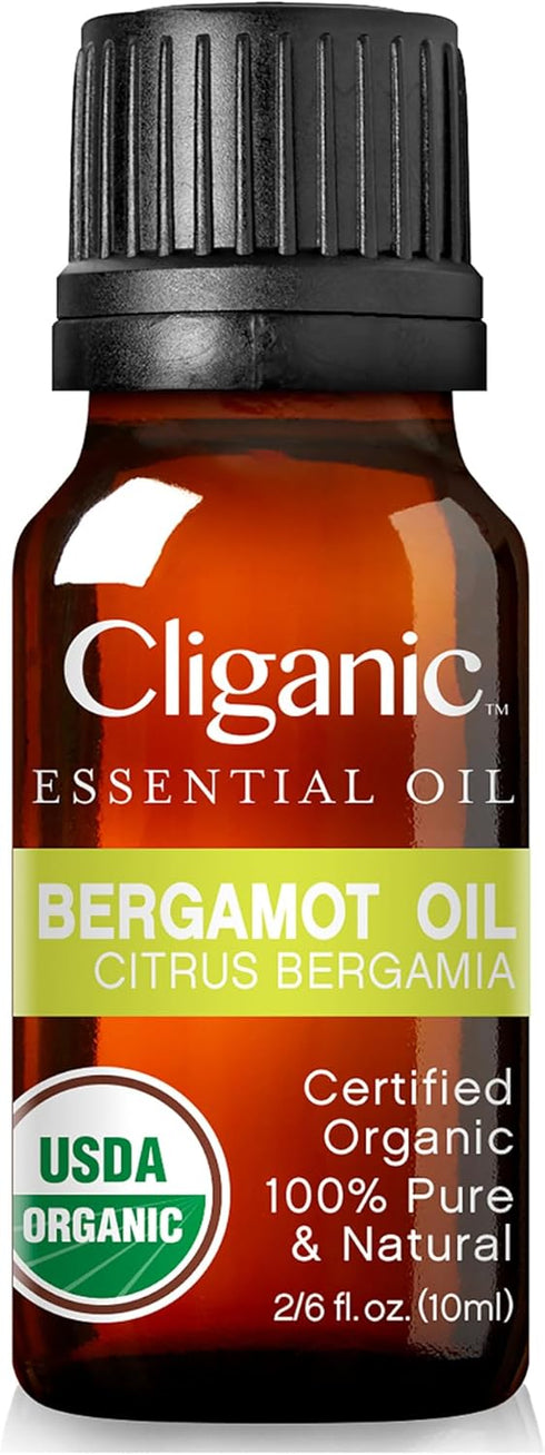 Cliganic Organic Bergamot Essential Oil, 100% Pure Natural for Aromatherapy, Non-GMO Verified (Packaging May Vary)