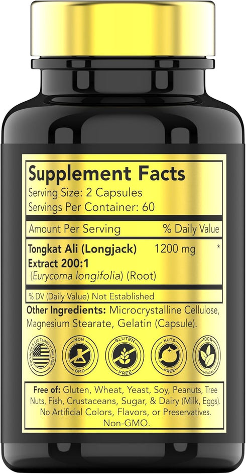 Tongkat Ali for Men - 1200 mg x 120 Capsules | All-Natural & Ultra Potent Supplement for Energy, Strength
