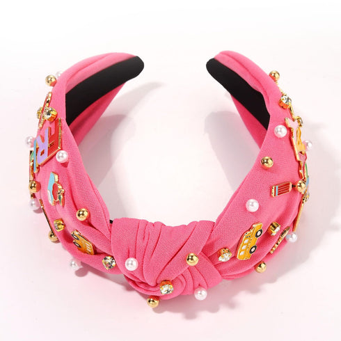 Teacher Headband for Women, MOLOCH FRI YAY Funny Pencil Beaded Blackboard Headband for School