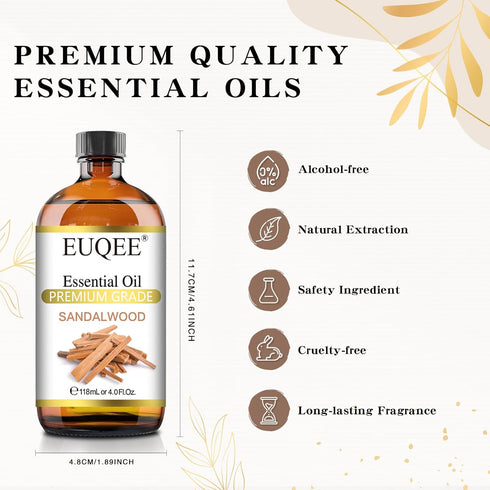 Sandalwood Essential Oil 4 oz (118 ml) with Glass Dropper for Diffusers, Soap & Candle Making