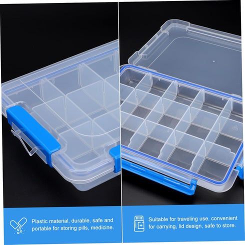 Portable Plastic Pill Organizer with Compartments Transparent Medicine Storage Case Durable and Safe for Weekly