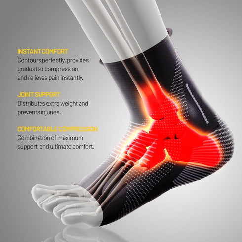 invera 1 Ankle Compression Sleeve for Men & Women Plantar Fasciitis Brace, Achilles Tendonitis Relief, Ankle Support