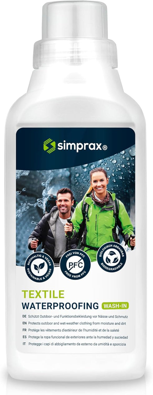 simprax WaterproofingTextile Wash-In Impregnation Climate-Neutral & Eco-Friendly Waterproofing for Fabric Outdoor Made In