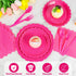 175 Pcs Hot Pink Party Supplies, Includes 25 Guest Hot Pink Plates, Napkins, Cups, and Plastic Spoons