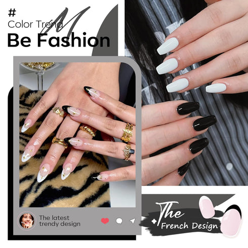 modelones Gel Nail Polish Set, 2 Pcs 15ml Pure Black and White Soak Off LED UV Gel Polish Kit for Women