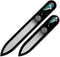 Mont Bleu Set of 2 Glass Nail Files, Hand Decorated with Crystals, Black Velvet Sleeve, Genuine Czech Glass