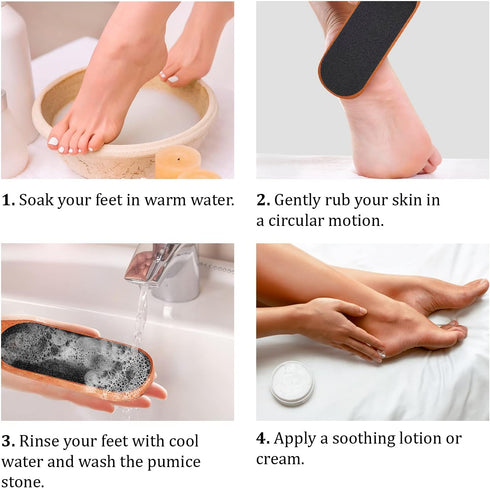 Pumice Stone Foot File, Wooden Pedicure Scrubber with Handle for Callus and Dead Skin Removal