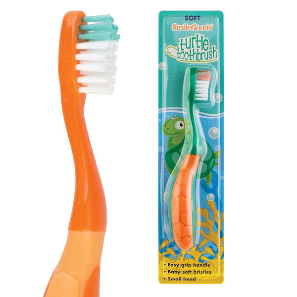 Practicon SmileGoods Y241 Turtle Toothbrush, 24 Tuft Soft Bristle, 72 Individually Packaged Premium Toothbrushes