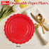 Xjoviative 50 9 Inch, 9 INCH) Pcs Red Paper Plates Scalloped Paper Plates Disposable Cake Dessert Dinner Plate