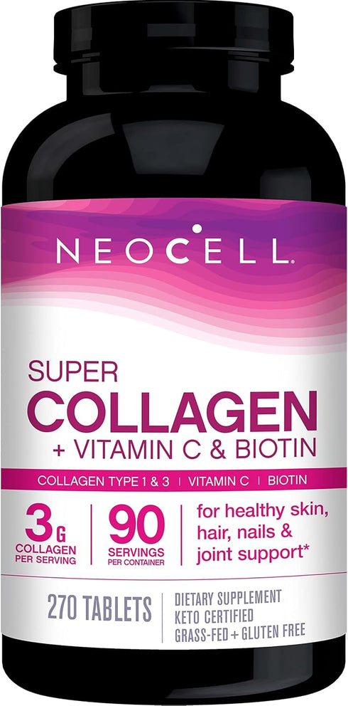 NeoCell Super Collagen with Vitamin C and Biotin, Skin, Hair and Nails Supplement, 270 Count, 1 Bottle